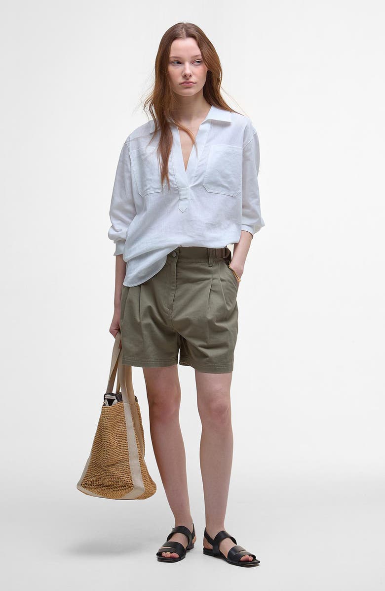 Barbour Cecile Cotton Twill Shorts, Alternate, color, Dusky Green