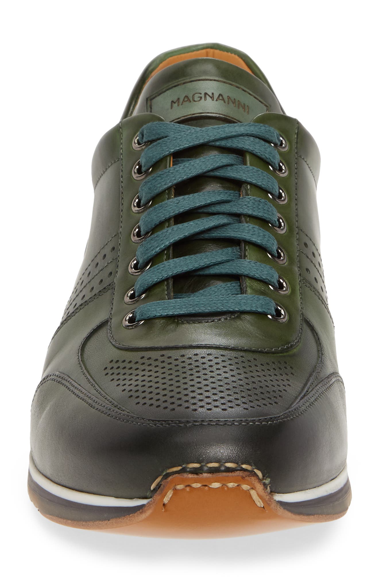 Magnanni Marlow Sneaker, Alternate, color, Verde Leather