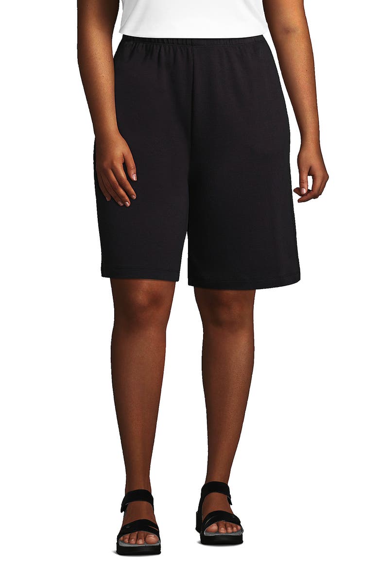 Lands' End Sport Knit High Rise Shorts, Main, color, Black