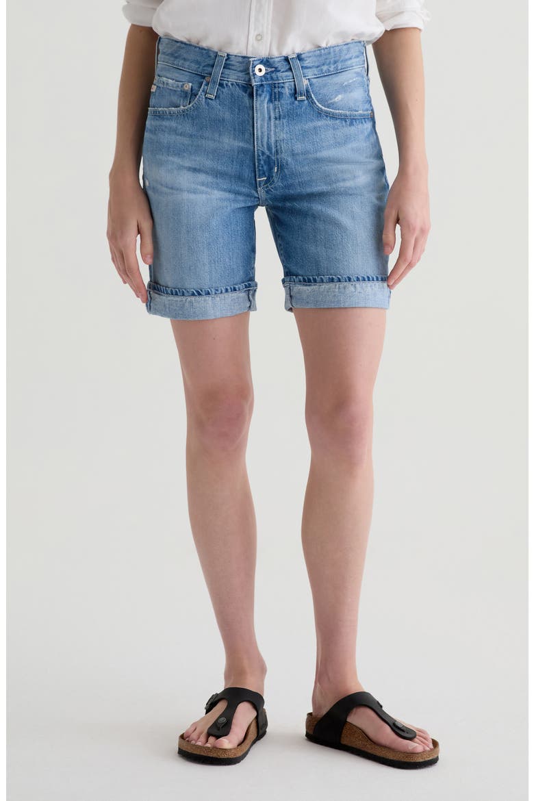 Ex-Boyfriend Distressed Cuffed Denim Bermuda Shorts, Main, color, 17 YEARS DIVERGENT