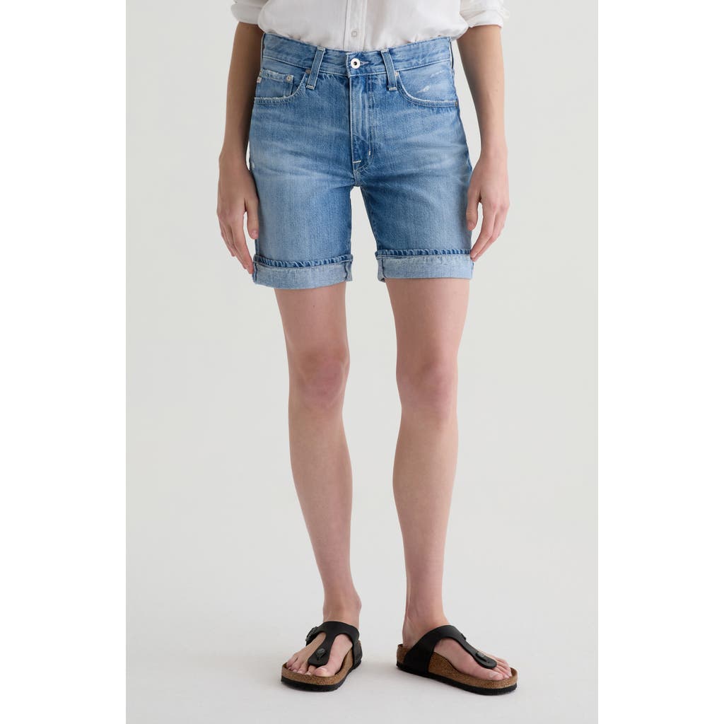 AG AG EX-BOYFRIEND DISTRESSED CUFFED DENIM BERMUDA SHORTS