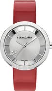 FERRAGAMO Curve V2 Leather Strap Watch, 35mm