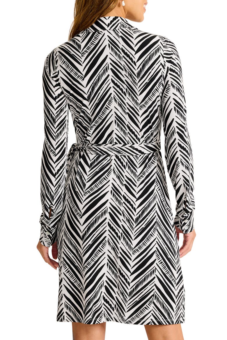 Carmela Seaside Sketch Long Sleeve Wrap Shirtdress, Alternate, color, BLACK