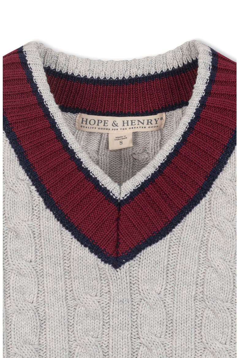 Kids' Organic Long Sleeve V-Neck Cricket Sweater, Alternate, color, Light Gray Heather