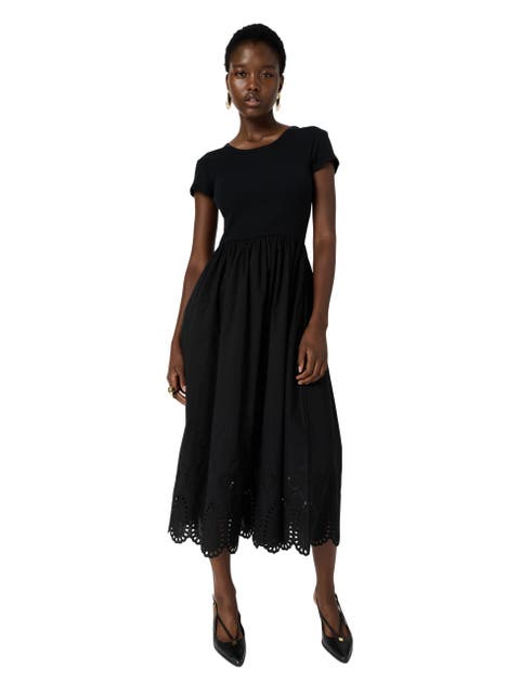 Rynah Scalloped Detail Midi Dress