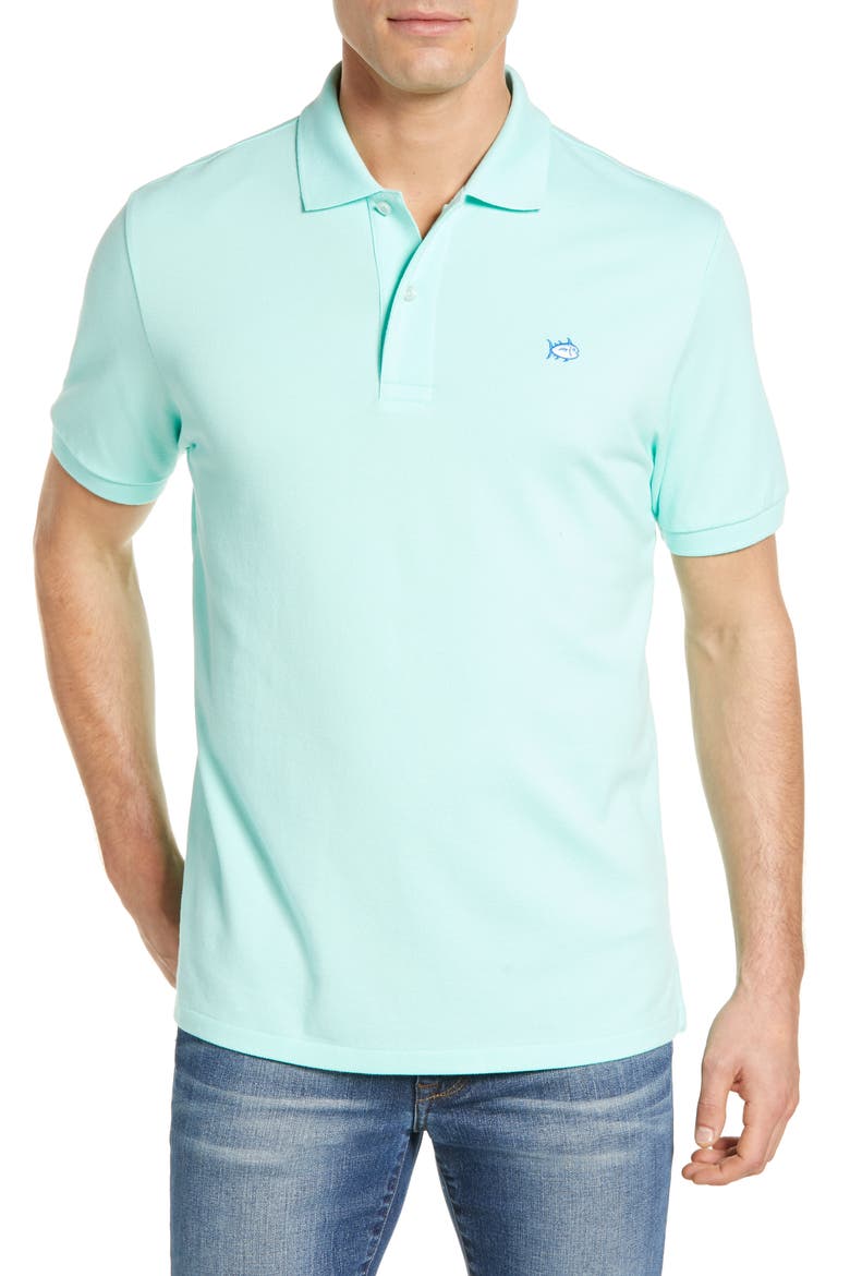 Skipjack Micro Piqué Stretch Cotton Polo, Main, color, OFFSHORE GREEN