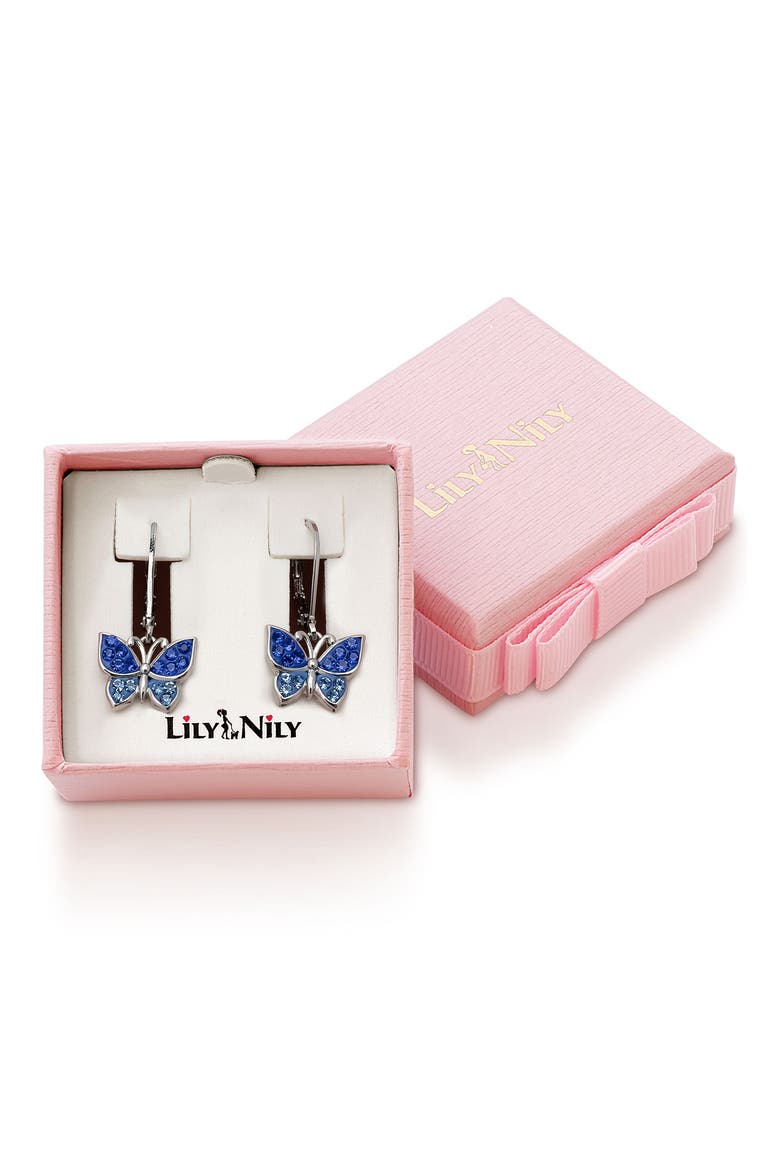 Kids' Crystal Butterfly Earrings, Alternate, color, BLUE