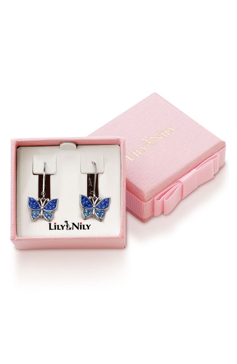 Lily Nily Kids' Crystal Butterfly Earrings, Alternate, color, Blue