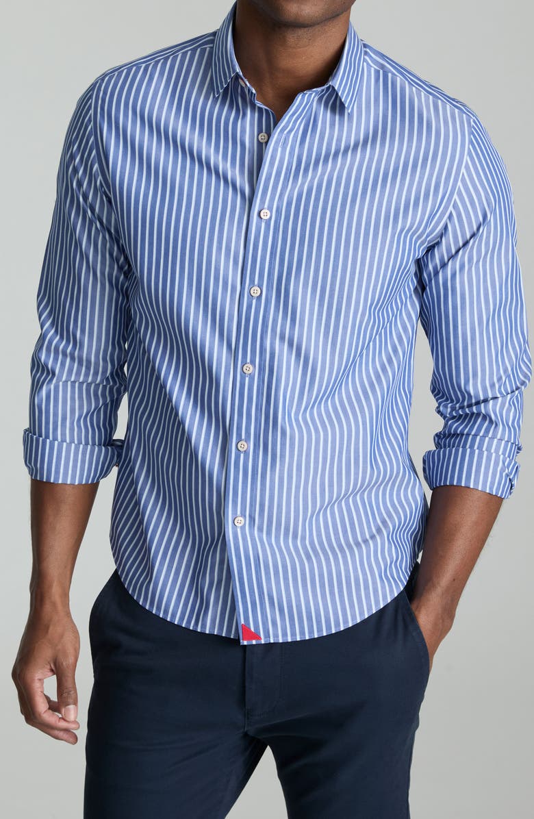 UNTUCKit Roy Stripe Wrinkle Free Cotton Button-Up Shirt, Main, color, 