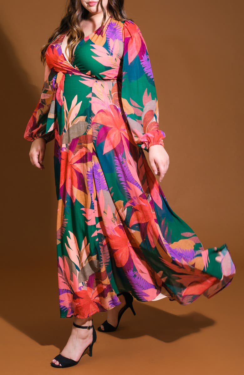 FLYING TOMATO Long Sleeve Maxi Dress, Alternate, color,