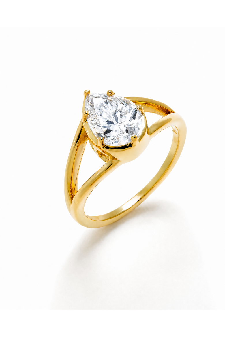 Moissanite Pear Double Band Ring, Alternate, color, Gold