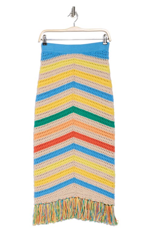 Mother The Fringe Midi Skirt Candy Stripe In Candy Stripe