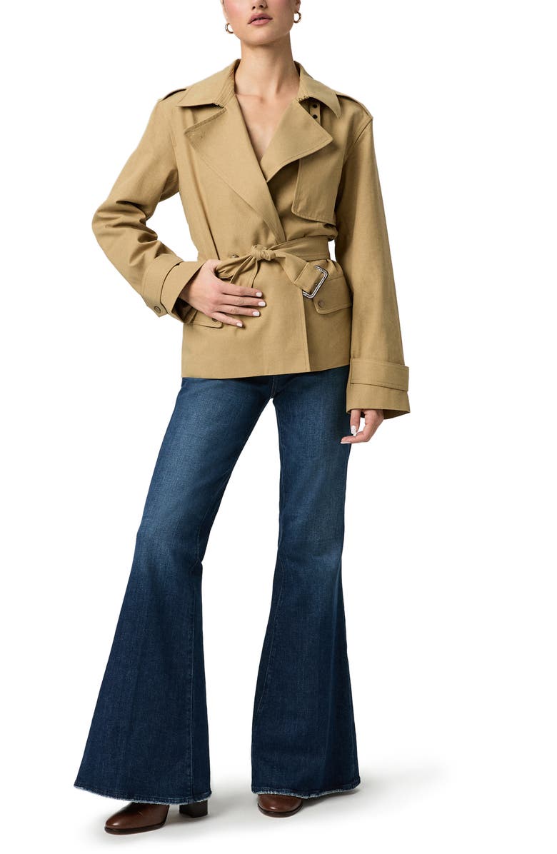 PAIGE Orsina Cotton Blend Short Trench Coat, Alternate, color, Khaki