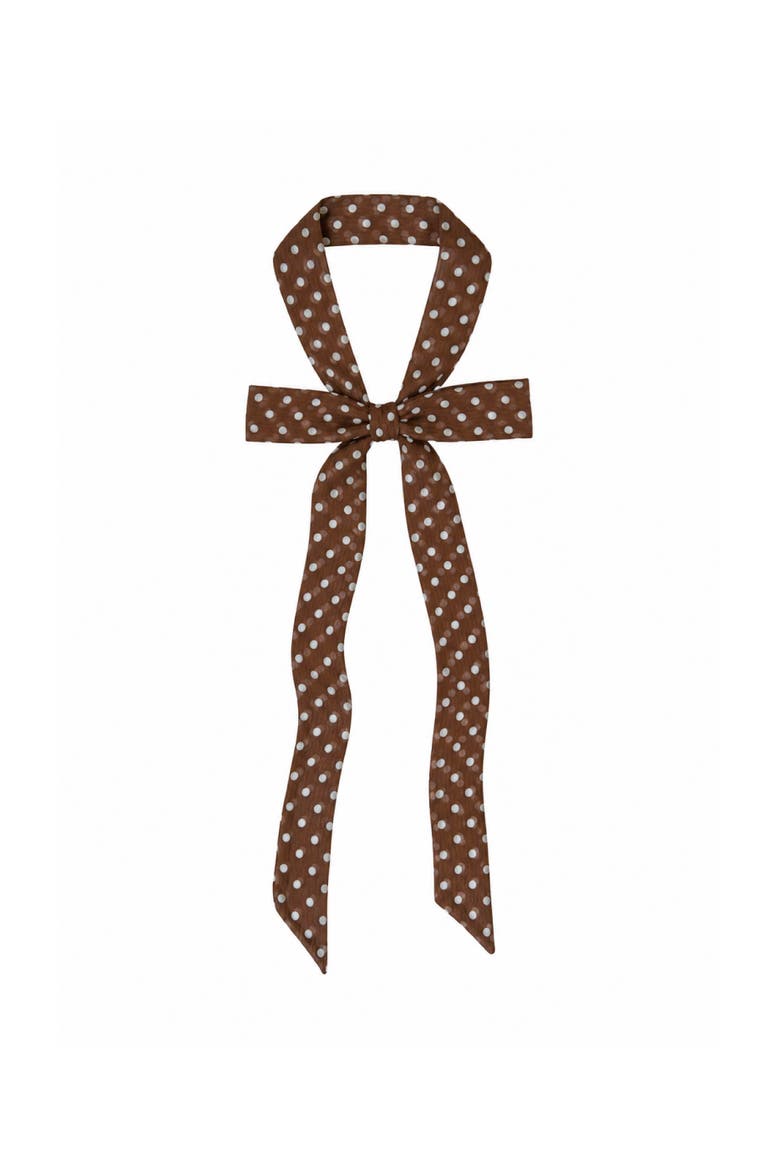 Le Petit Dot Silk Hair Ribbon Scarf, Main, color, Truffle Brown