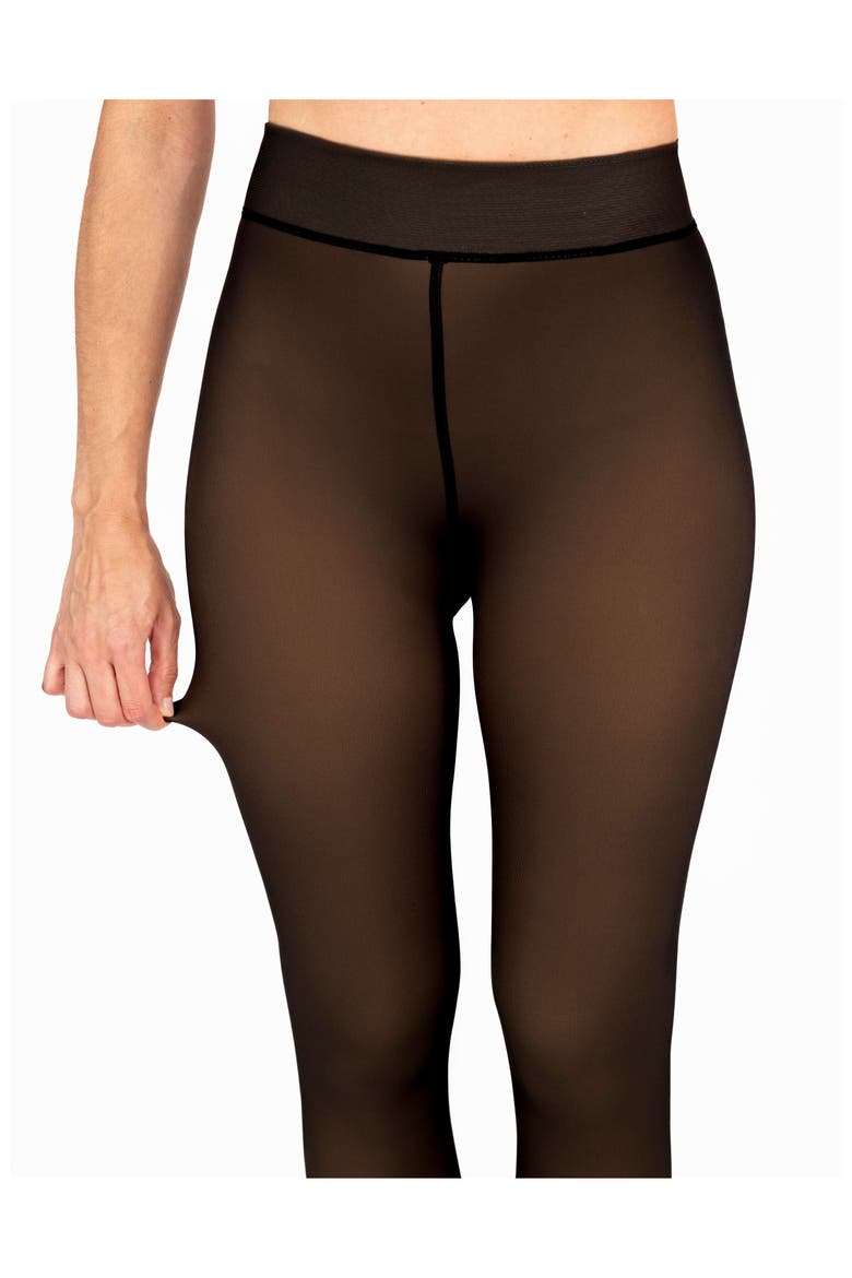 Faux Sheer Fleece Lined Tights, Alternate, color, BLACK