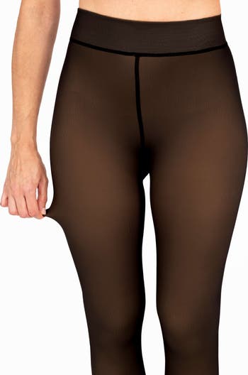 Faux Sheer Fleece Lined Tights