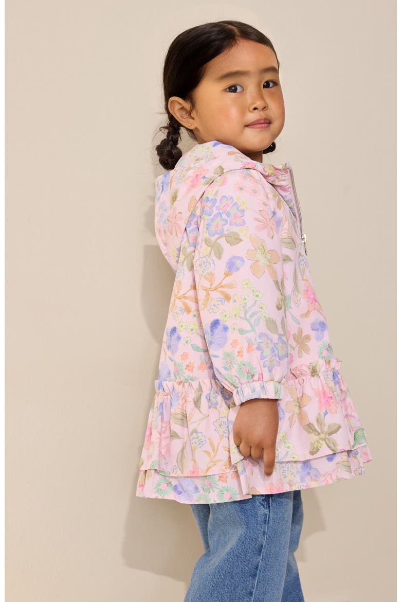 Kids' Floral Water Resistant Hooded Jacket, Alternate, color, PINK