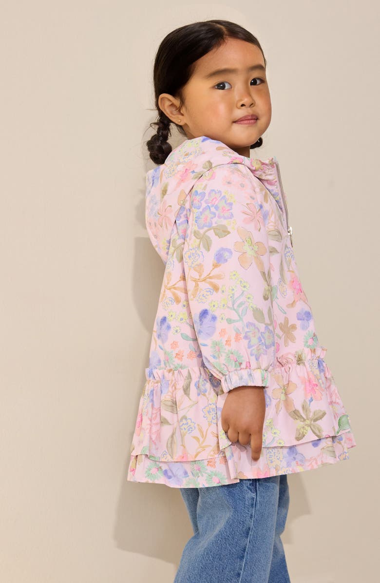 NEXT Kids' Floral Water Resistant Hooded Jacket, Alternate, color, Pink