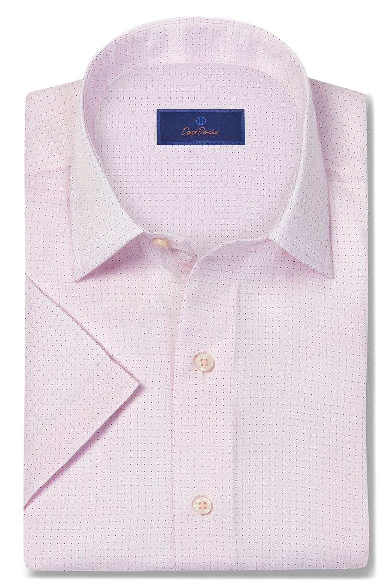 Micro Print Short Sleeve Shirt, Alternate, color, PINK/ MULTI