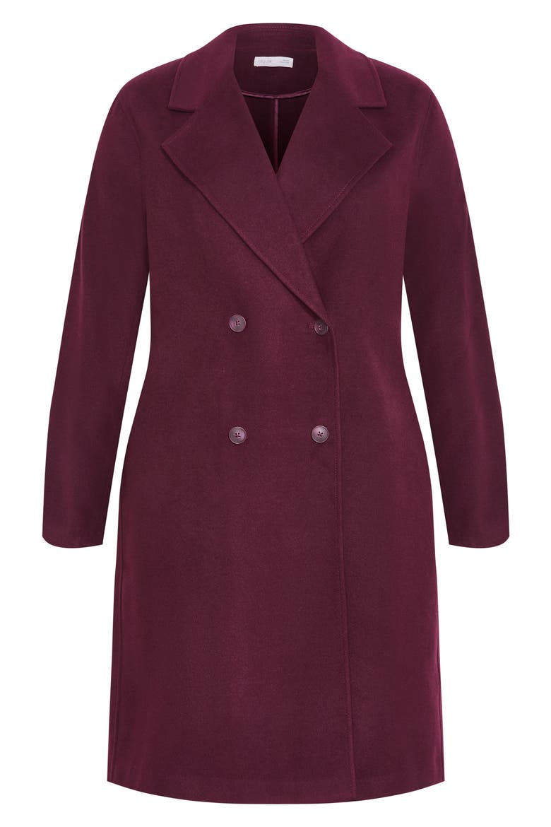 Anita Double Breasted Longline Melton Coat, Main, color, BORDEAUX