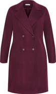 City Chic Anita Double Breasted Longline Melton Coat