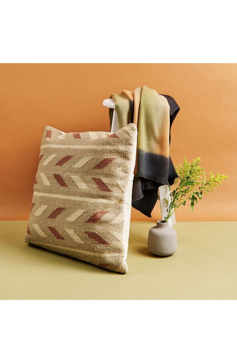 Studio Variously Ero Green Brown Geometric Pattern Hand-woven Jute Cotton Pillow - Cover Only, Alternate, color, Green/Brown