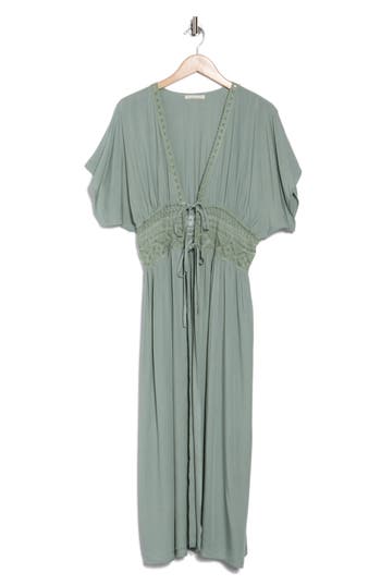 Area Stars Lace Trim Cardigan Duster In Mint