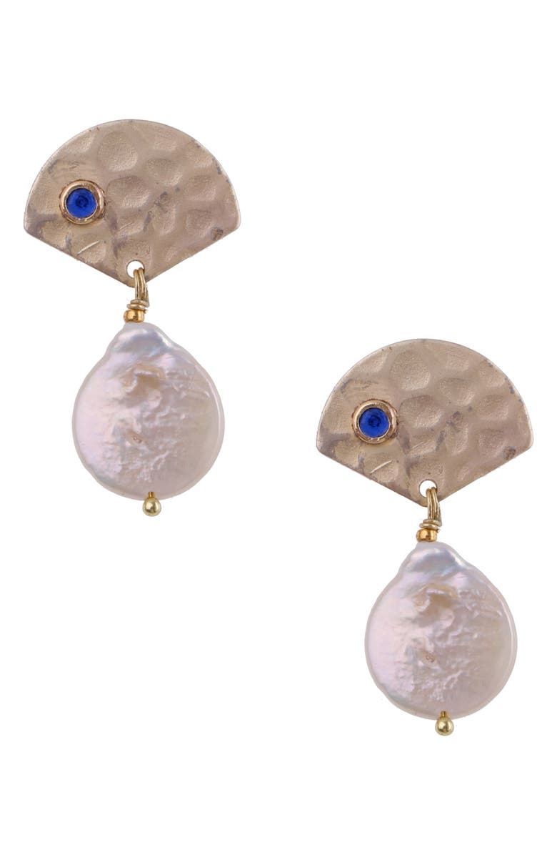 Nakamol Chicago Hammered Pearl Drop Earrings, Main, color,