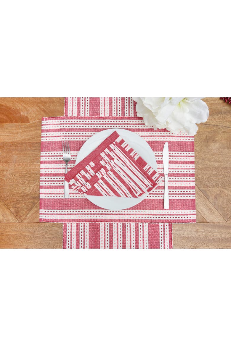 Warner Red Scarlet Striped 100% Cotton Table Runner 14" x 72", Alternate, color, Red
