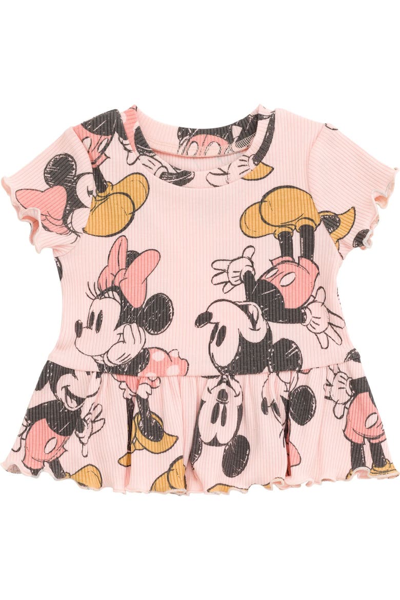 The Little Mermaid Princess Ariel 2-Piece T-Shirt and Bike Shorts Set, Alternate, color, Mickey Minnie Pink