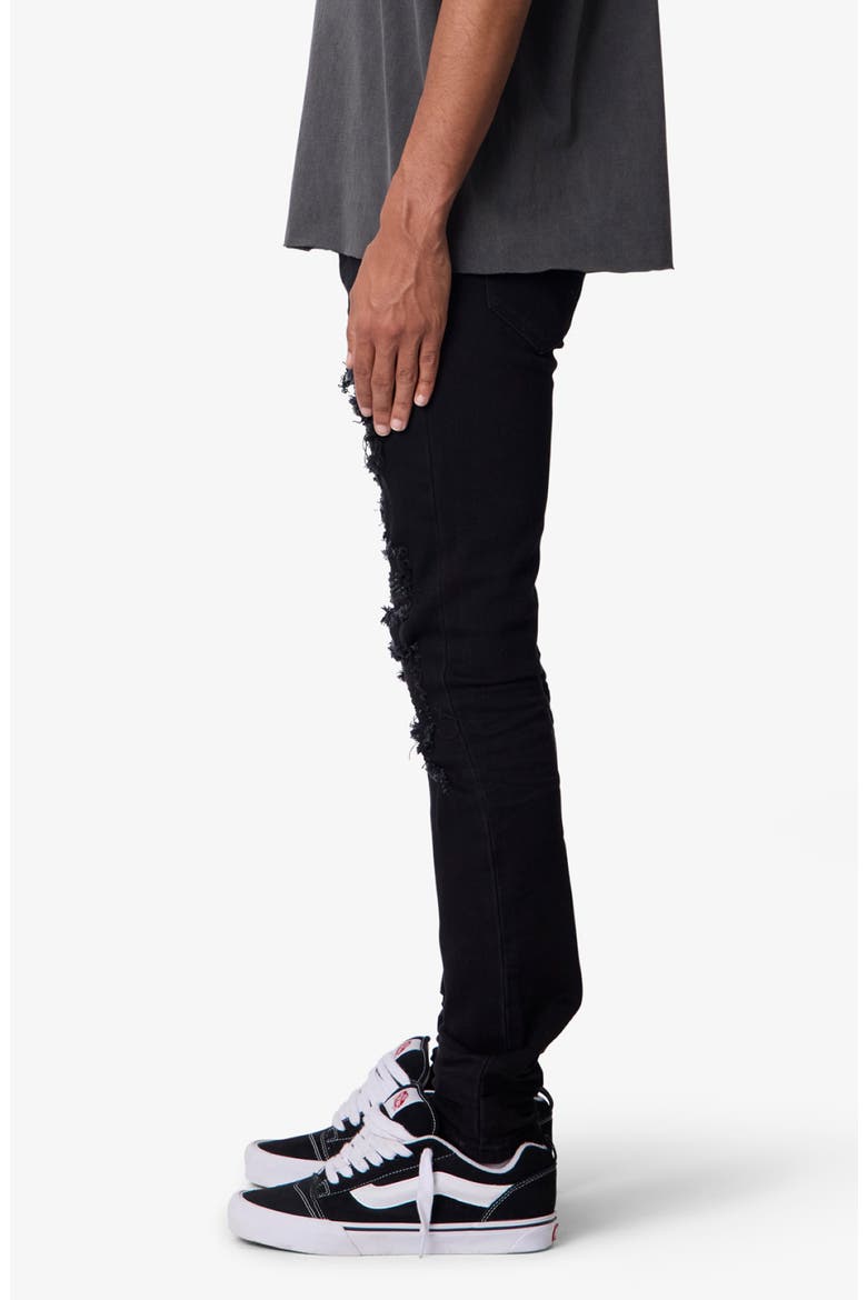 Rhinestone Detail Ripped & Distressed Skinny Jeans, Alternate, color, BLACK