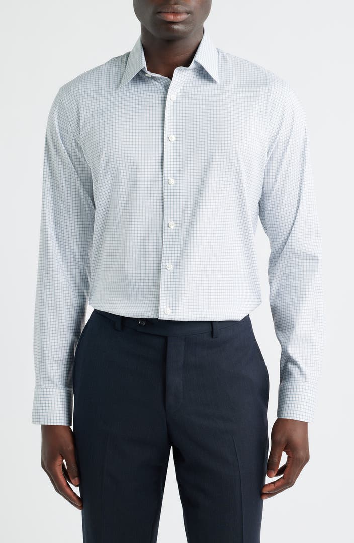 Nordstrom Trim Fit Check Premium Performance Twill Dress Shirt