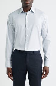Nordstrom Trim Fit Check Premium Performance Twill Dress Shirt