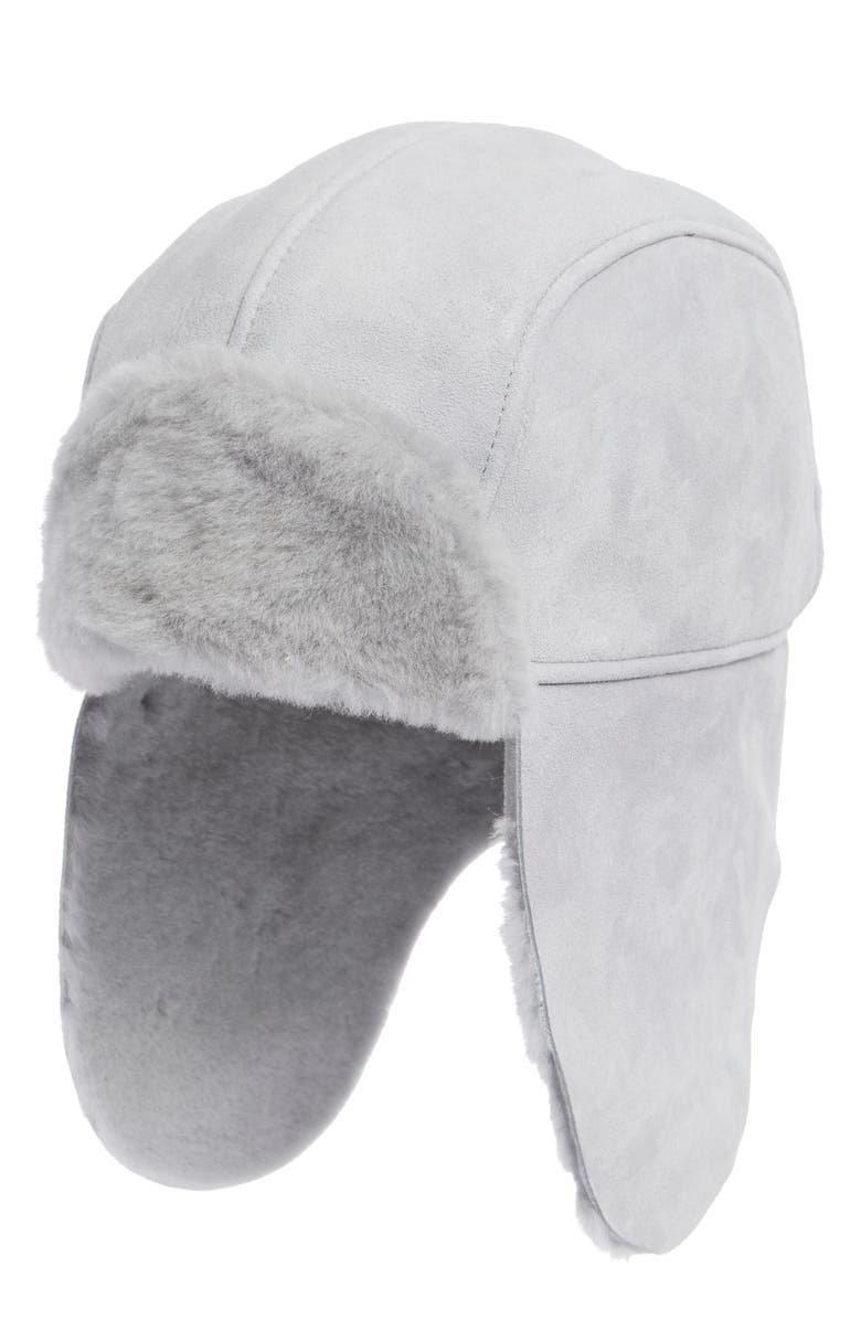 UGG<sup>®</sup> Kids' Genuine Sheepskin Trapper Hat, Main, color, Light Grey