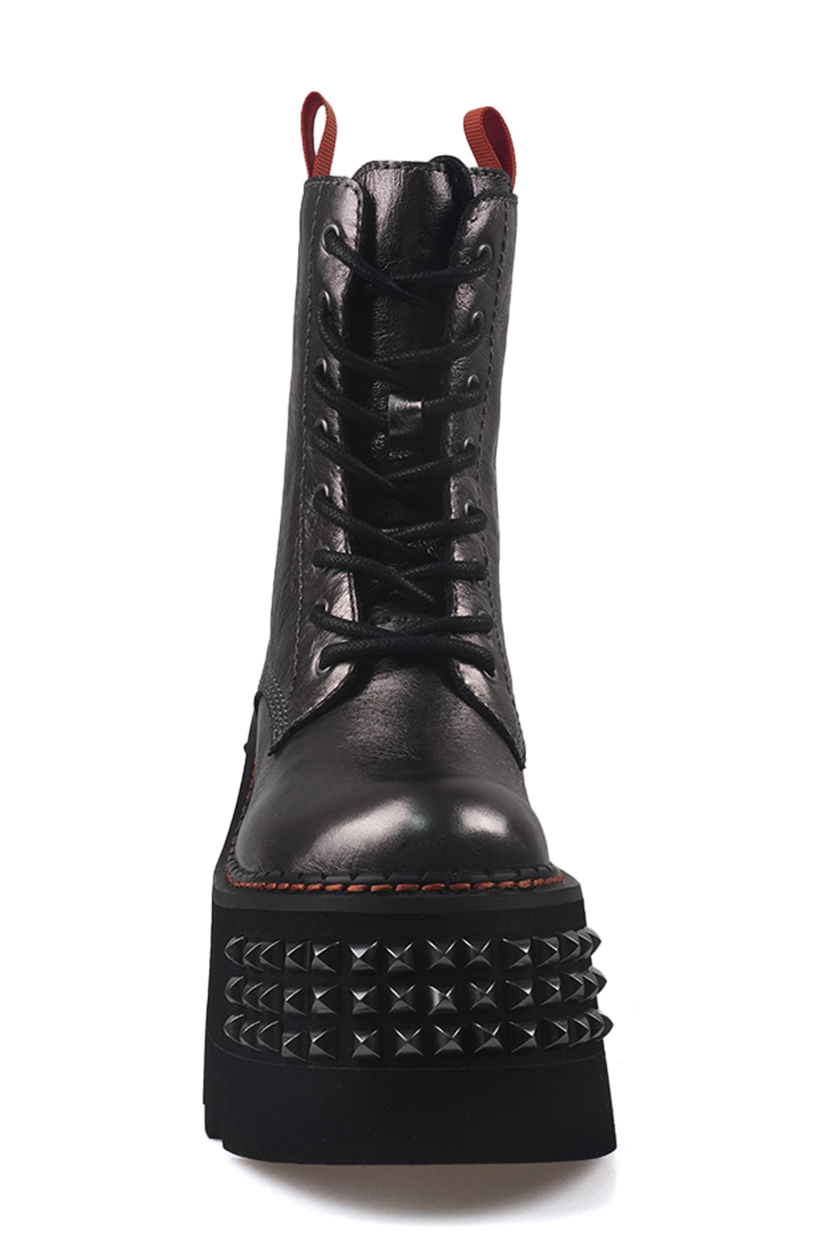 Leysa Studded Platform Combat Boot, Alternate, color, METALLIC SILVER