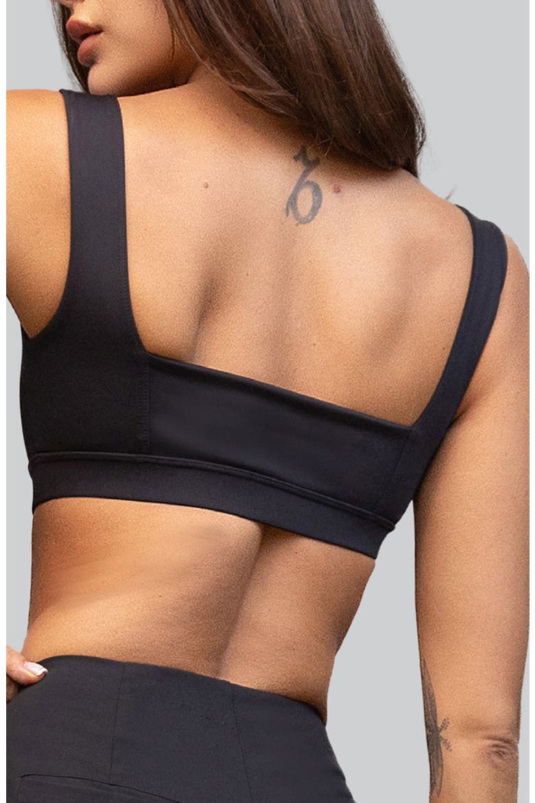 Nova Metallic Inset Sports Bra, Alternate, color, BLACK