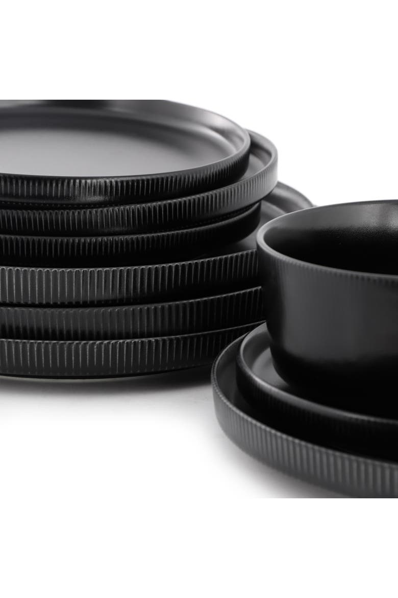 Dempsey Road 12 Piece Stoneware Dinnerware Set, Alternate, color, Black