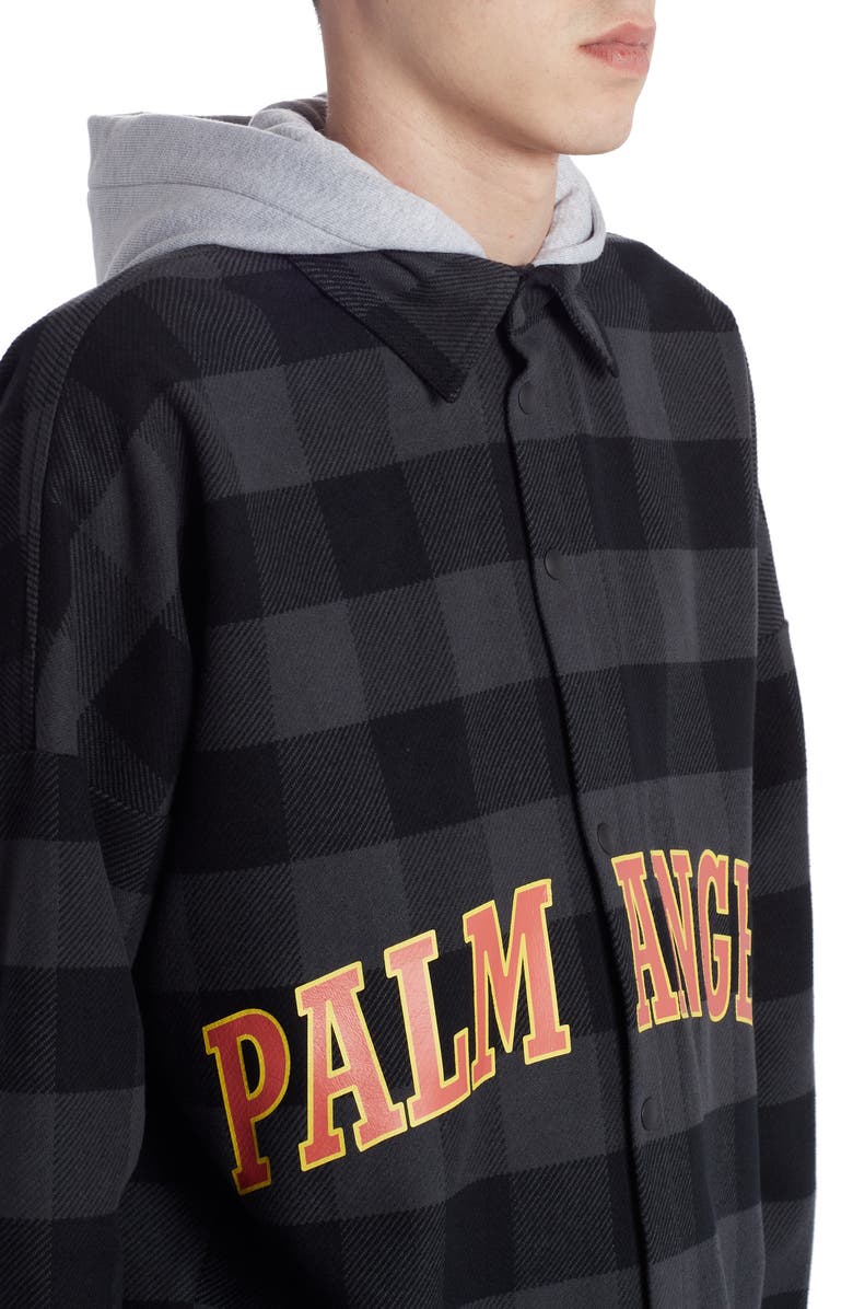 Palm Angels Hooded College Logo Shirt, Alternate, color,