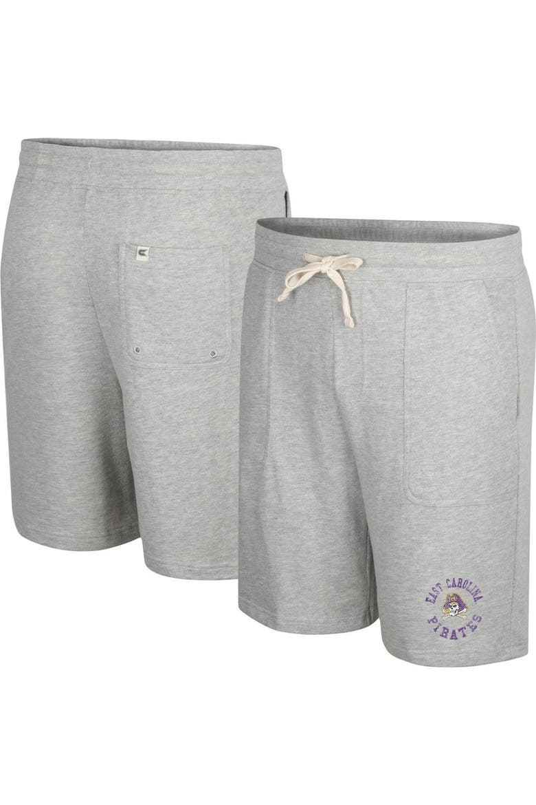 Men's Colosseum Heather Gray ECU Pirates Love To Hear This Terry Shorts, Main, color, Heather Gray