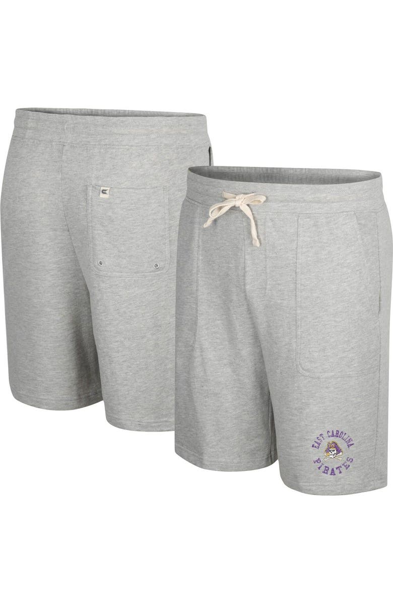 COLOSSEUM Men's Colosseum Heather Gray ECU Pirates Love To Hear This Terry Shorts, Main, color, 