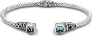 SAMUEL B. Cushion Cut Blue Topaz & Abalone Cuff Bracelet