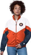 STARTER Women's Starter White/Orange Houston Astros Teamwork Raglan Full-Zip Track Jacket