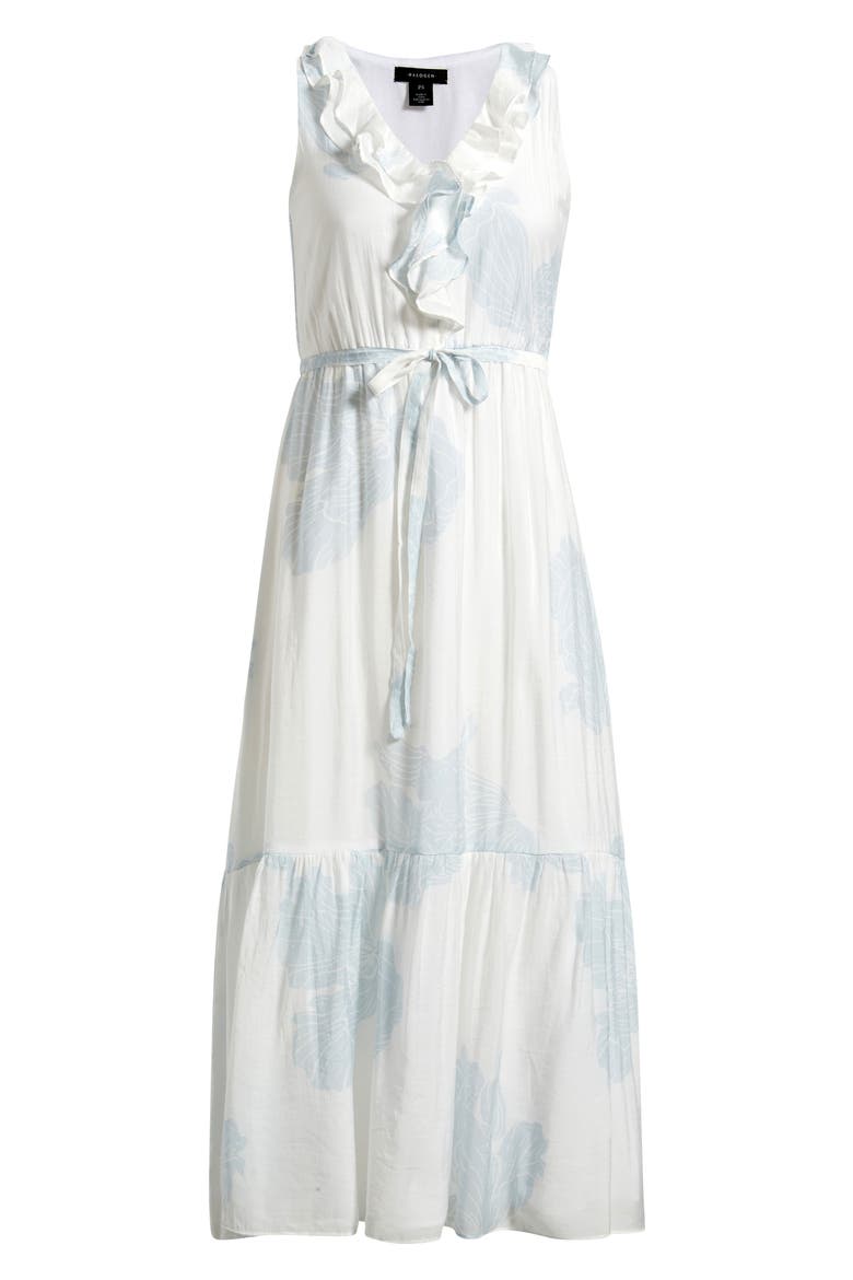 Ruffle Tie Belt Tiered Maxi Dress, Alternate, color, AIRY BLUE