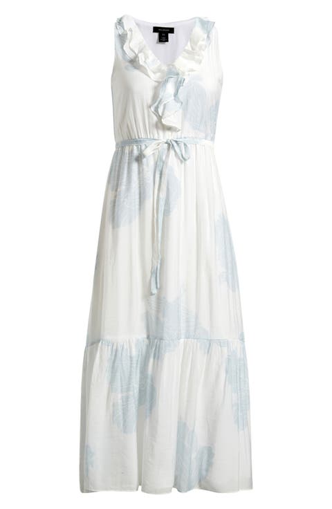 Ruffle Tie Belt Tiered Maxi Dress (Petite)