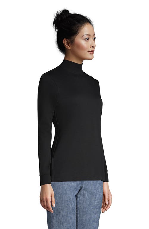 Lands' End Lightweight Jersey Skimming Long Sleeve Turtleneck In Black
