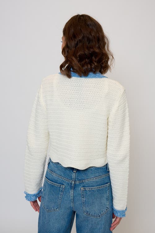 Central Park West Rose Scallop Edge Sweater In Neutral