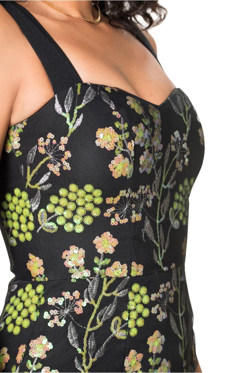 Dress the Population Nicole Sequin Floral Embroidered Sheath Cocktail Dress, Alternate, color, 