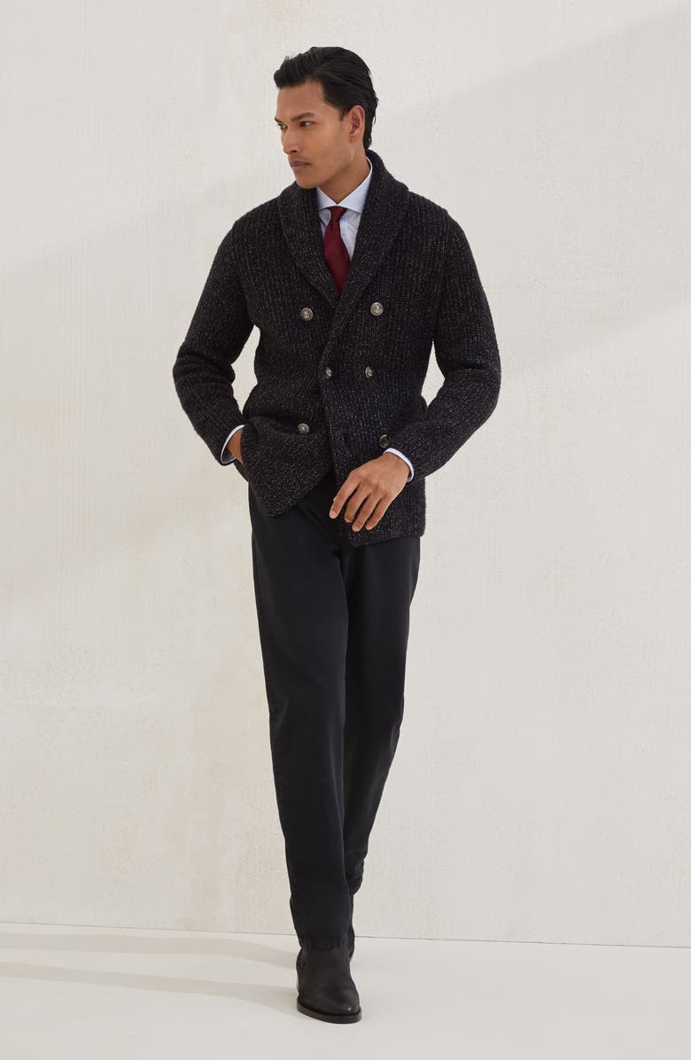 Brunello Cucinelli One-and-a-half breasted cardigan, Alternate, color, Black