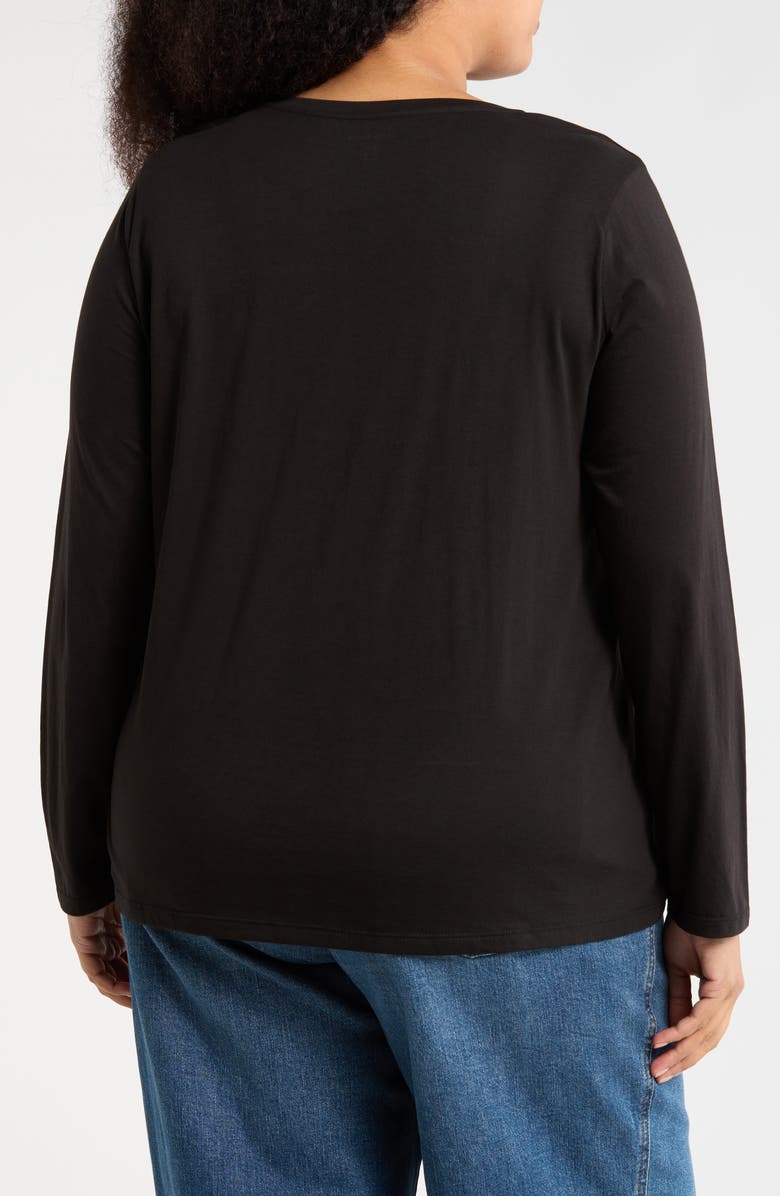 Eileen Fisher Long Sleeve Organic Cotton T-Shirt, Alternate, color, Black