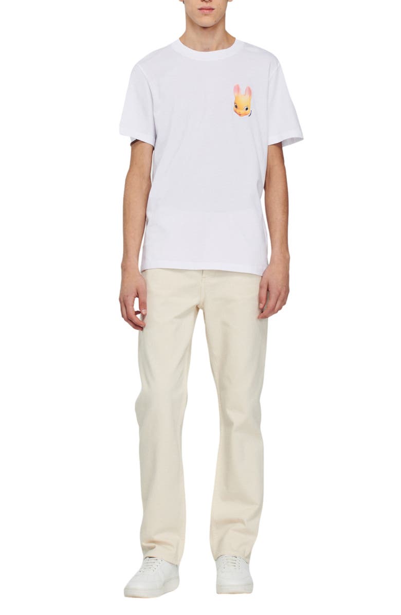 SANDRO Rabbit Cotton Graphic Logo Tee, Alternate, color, White